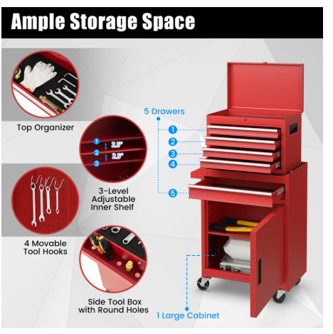 * SPECIAL* - 40``Tall, Happy tools 5-Drawer Rolling Tool Chest