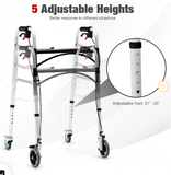 Height Adjustable Aluminum Walker with Rolling Wheels and Brakes (TAX FREE)