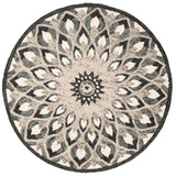 Swind Oriental Hand-Tufted Wool Charcoal/Ivory Area Rug - 4FT ROUND