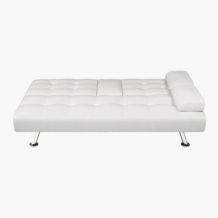 Twin 66" W Faux Leather Tufted Back Futon