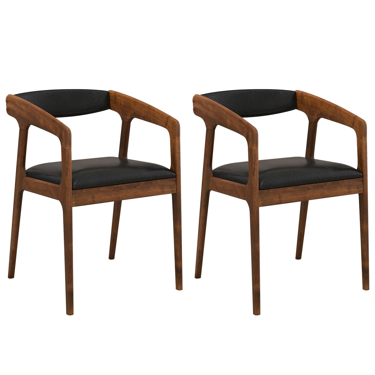 Upholstered Armchairs Set of 2 with Cozy Backrest and Padded Seat Cushion-Brown