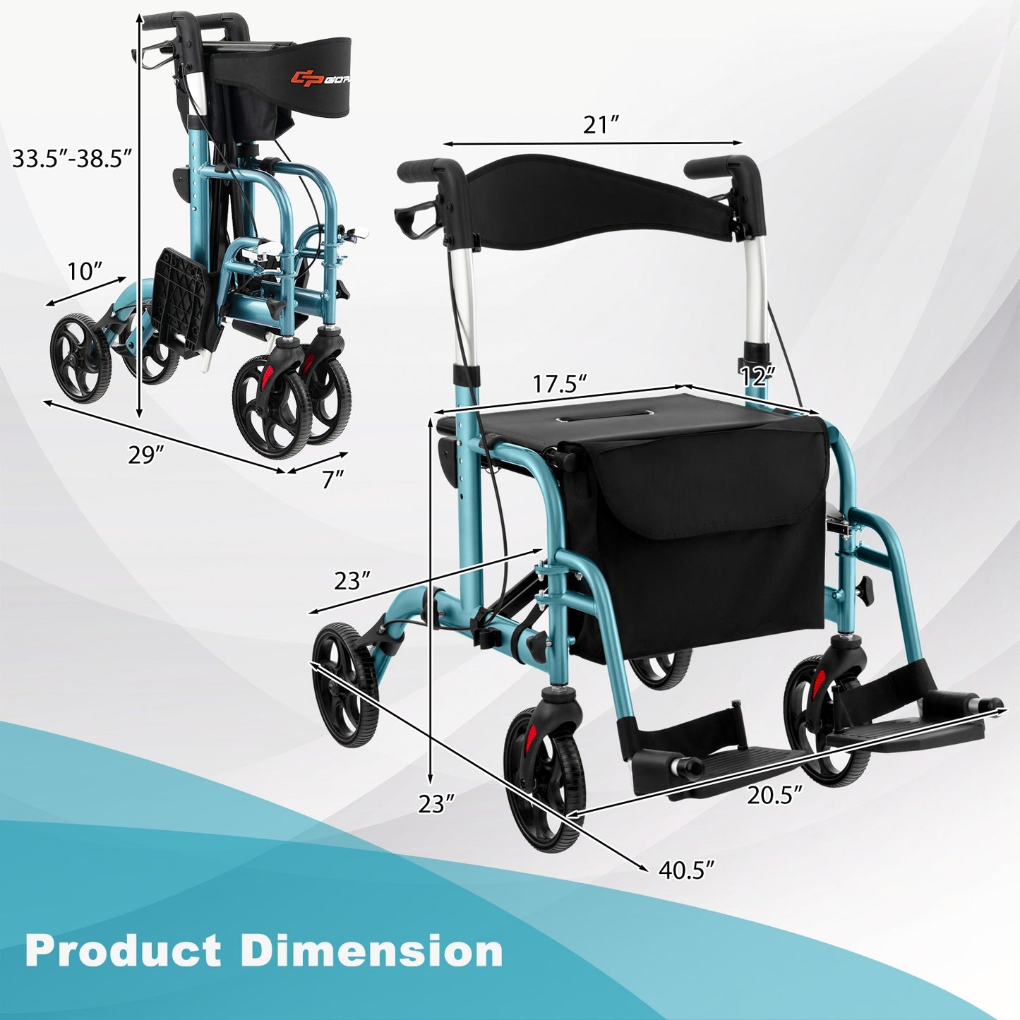 2-in-1 Adjustable Folding Handle  Walker , ASSEMBLED, PLEASE SEE DESC