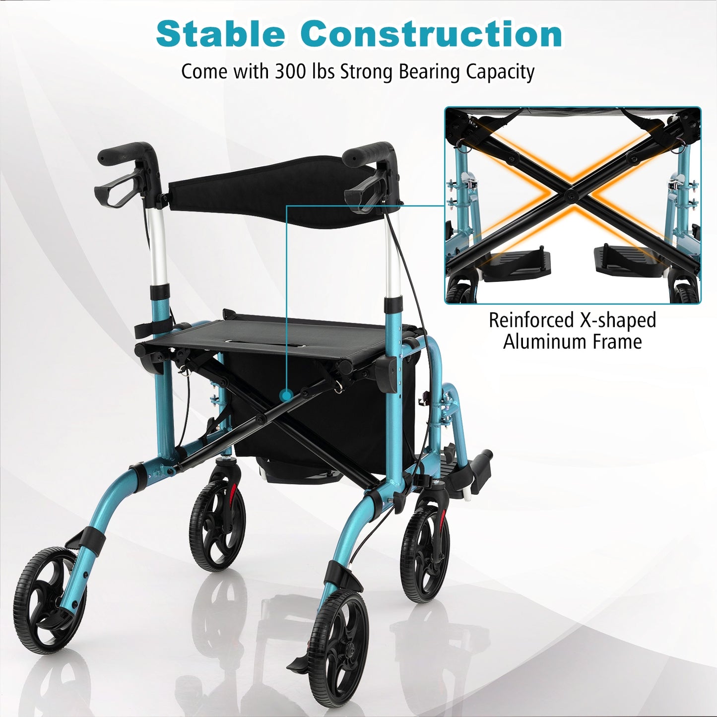 2-in-1 Adjustable Folding Handle  Walker , ASSEMBLED, PLEASE SEE DESC