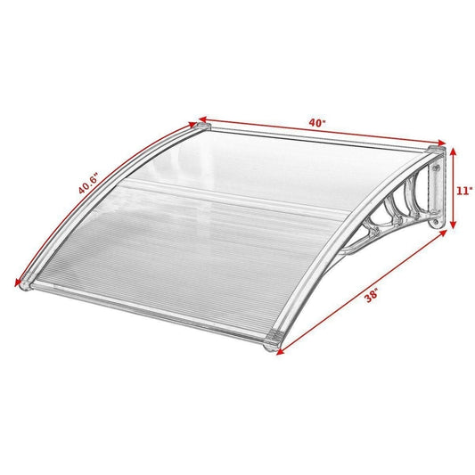 40 x 40 Inch Outdoor Window Awning Canopy, in box unassembled, black with clear glass