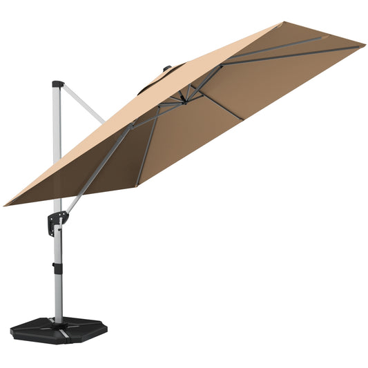 10 ft 360 Degree Tilt Aluminum Square Patio Offset Cantilever Umbrella without Weight Base