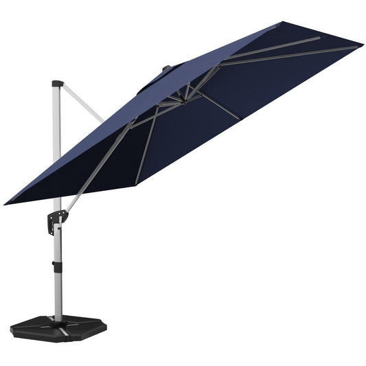 10 Feet 360° Tilt Aluminum Square Patio Umbrella without Weight Base-Navy, 1 box