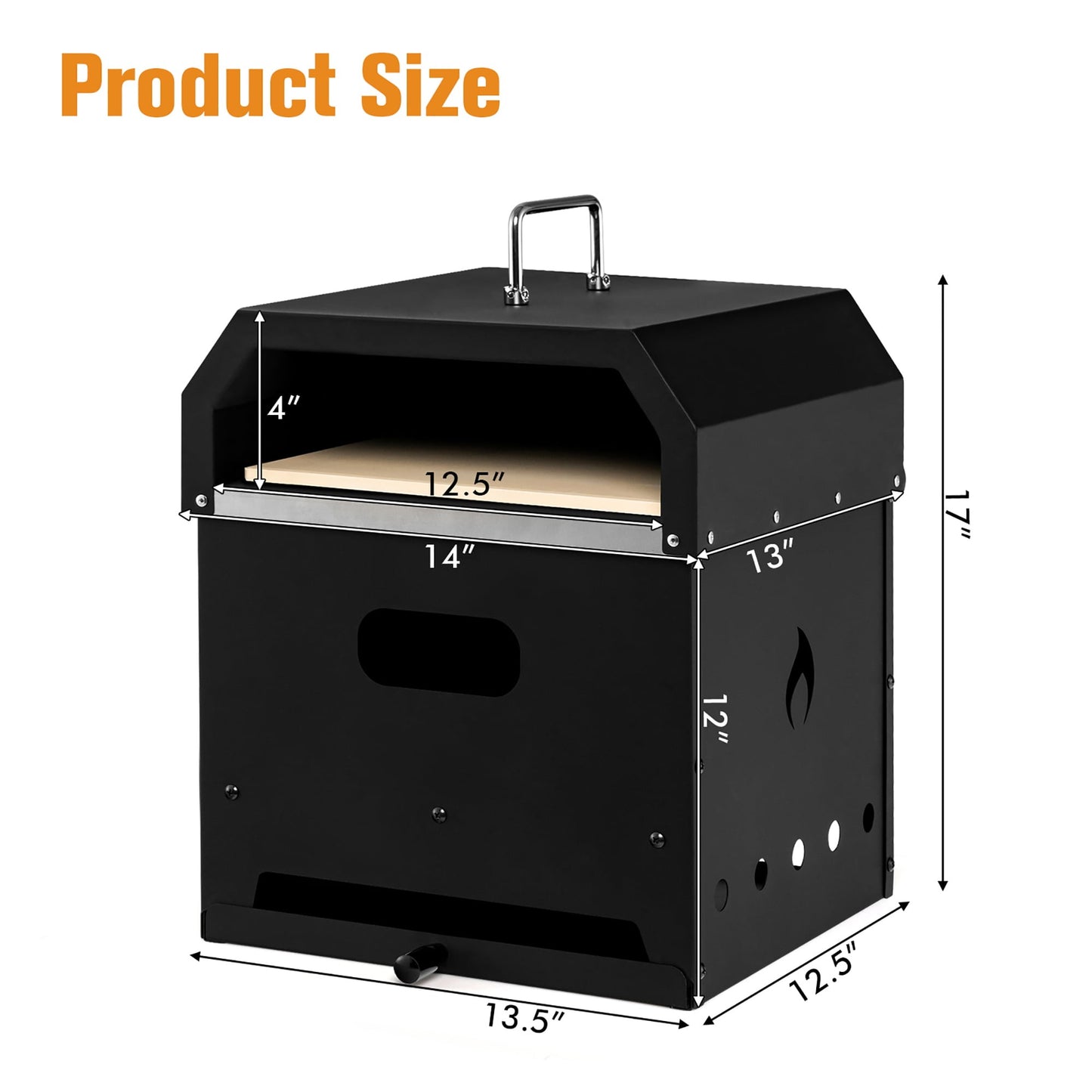 4-in-1 Multi-Purpose Wood 2-Layer Detachable Outdoor Pizza Oven in Black