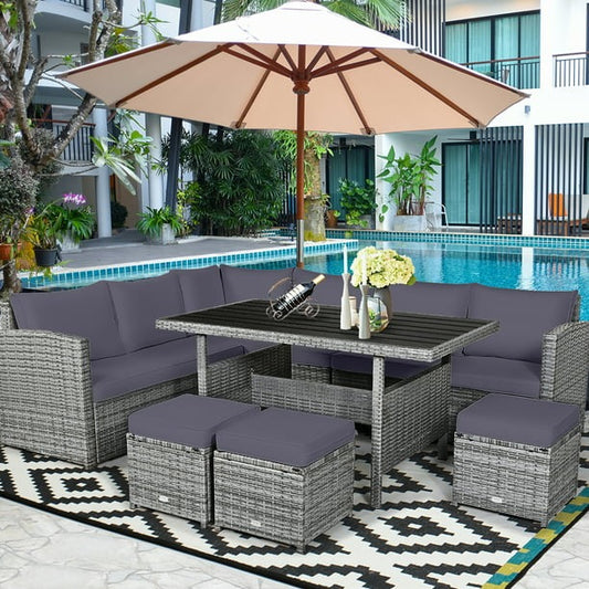 7 PCS Patio Rattan Dining Set Sectional *FULLY ASSEMBLED*