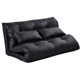 Foldable PU Leather Leisure Floor Sofa Bed w/ 2 Pillows