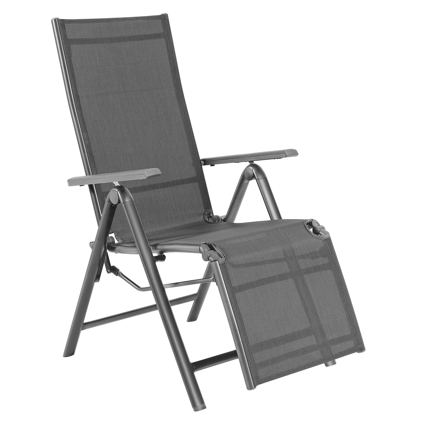 Outdoor Foldable Reclining Chair Aluminum Frame 7-Position Adjustable