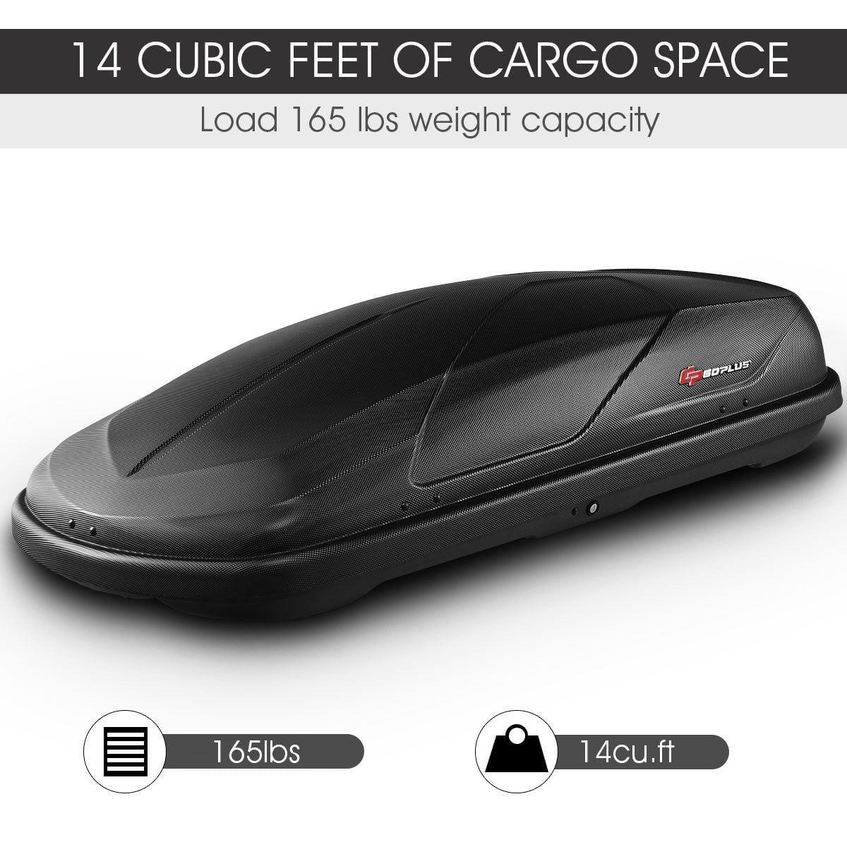 Goplus 14 Cubic Feet Cargo Box Dual-sided Opening Car Roof Box with lock and key