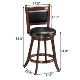 2 Piece Set,  24 Inch Swivel Counter Stool Dining Chair Upholstered Seat-Dark Brown