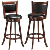 Set of 2 29 Inch Swivel Bar Height Stool Wood Dining Chair Barstool-Brown (Fully Assembled)