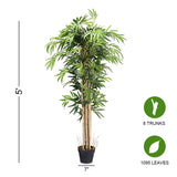 Special, 5-Feet Artificial Bamboo Silk Tree Indoor-Outdoor Decorative Planter - HW59514