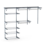 Adjustable Closet Organizer Kit with Shelves and Hanging Rods for 4 to 6 FT-Gray, (1 Box)