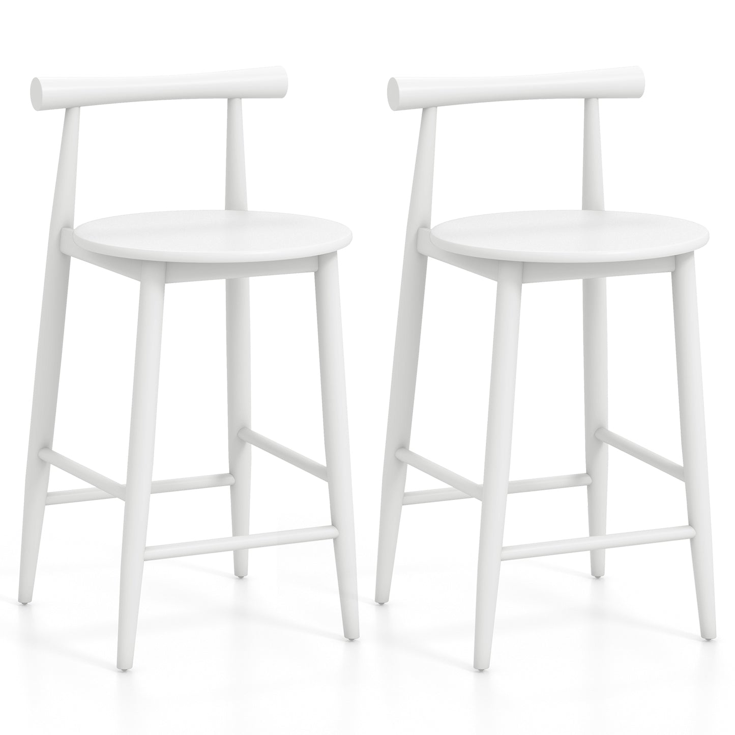Set of 2 - Counter Height Bar Chair Set with Acacia Wood Frame -White (Shipping Damage)