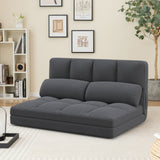 Floor Sofa Bed with 6 Positions Adjustable Backrest Skin-friendly Velvet Cover-Dark Gray