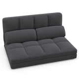 Floor Sofa Bed with 6 Positions Adjustable Backrest Skin-friendly Velvet Cover-Dark Gray