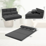 Floor Sofa Bed with 6 Positions Adjustable Backrest Skin-friendly Velvet Cover-Dark Gray