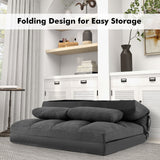 Floor Sofa Bed with 6 Positions Adjustable Backrest Skin-friendly Velvet Cover-Dark Gray