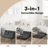 Floor Sofa Bed with 6 Positions Adjustable Backrest Skin-friendly Velvet Cover-Dark Gray