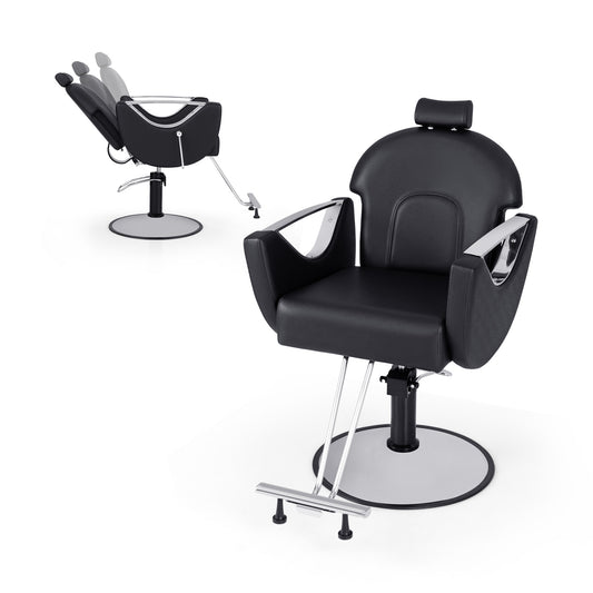 360°Swivel Reclining Salon Chair for Hair Stylist-Black (Customer Return - Assembled)