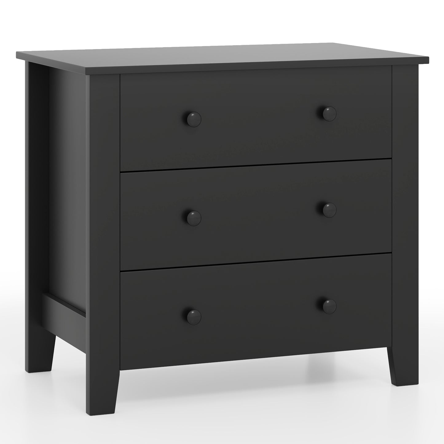 3 Drawer Dresser Chest of Drawers Bedside Table-Black Wood Grain (Assembled)