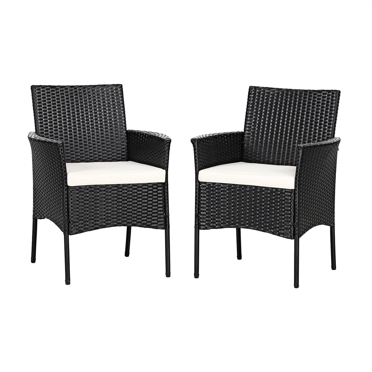 2 Piece Wicker Chair Set, Brown w/ Cushions- HW67787