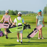 Junior Complete Golf Club Set with Stand Bag Rain Hood-Pink (Customer Return)