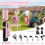 Junior Complete Golf Club Set with Stand Bag Rain Hood-Pink (Customer Return)