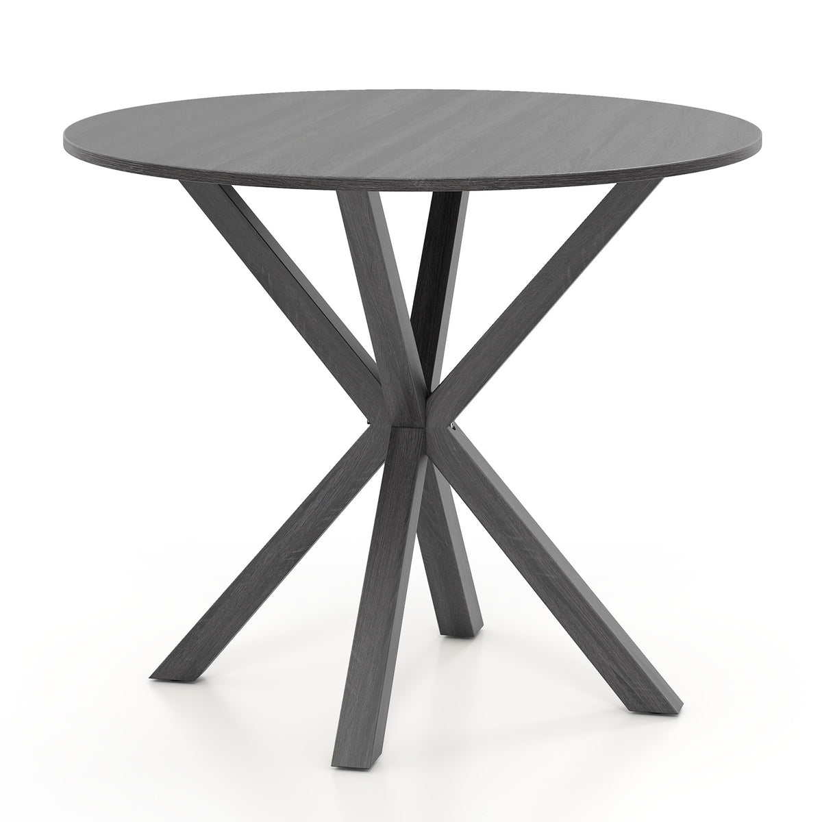 36 Inch Wood Dining Table with Intersecting Pedestal Base for 2-4 People-Grey