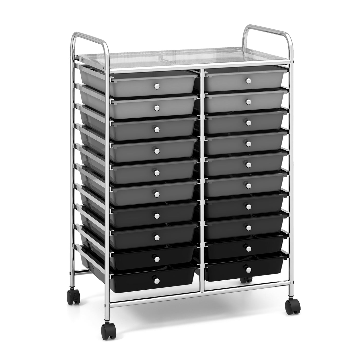 20 Drawers Rolling Storage Cart Studio Organizer-Black & Gray (Fully Assembled)