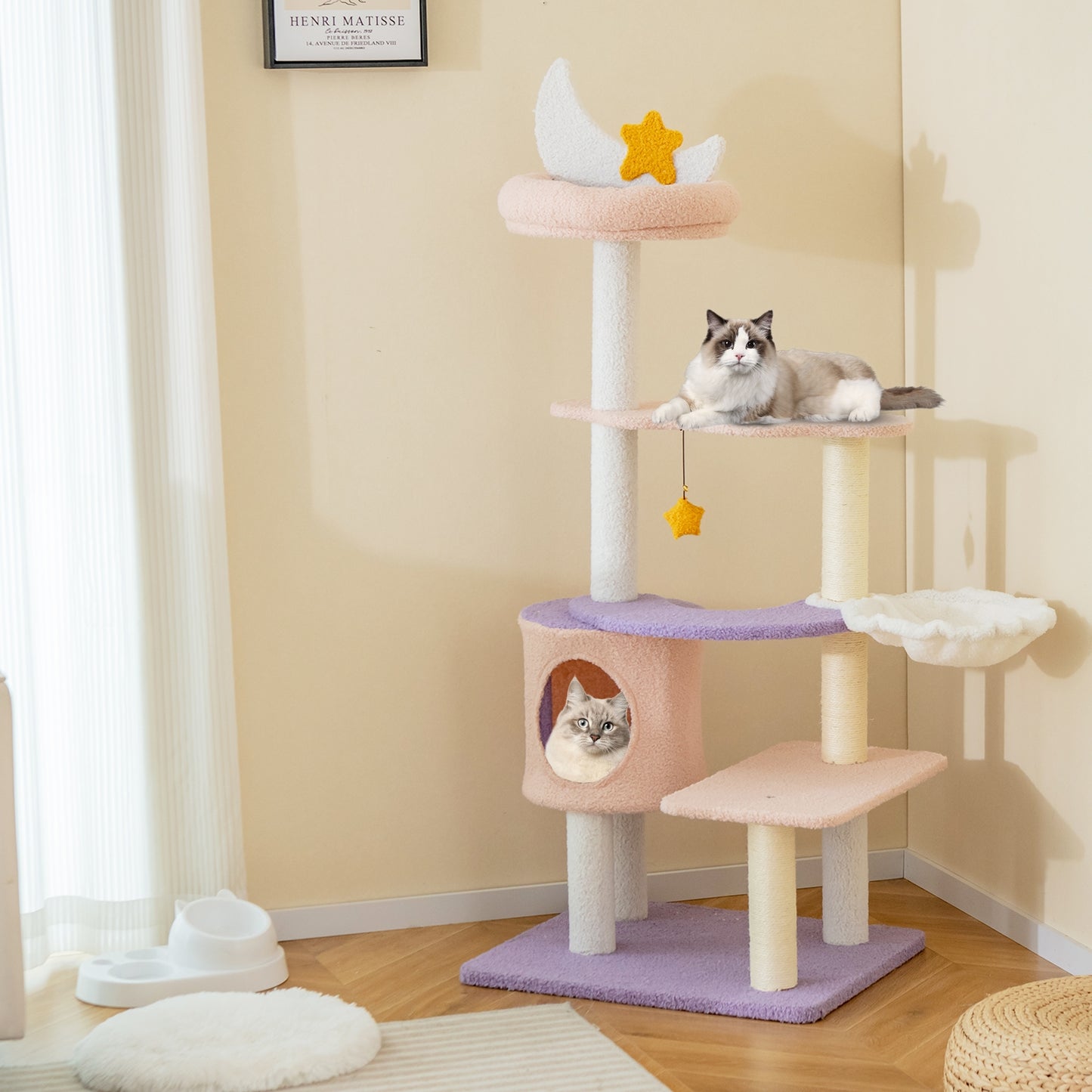 Multi-level Cat Tower with Sisal Covered Scratching Posts -S (Scratch and Dent)
