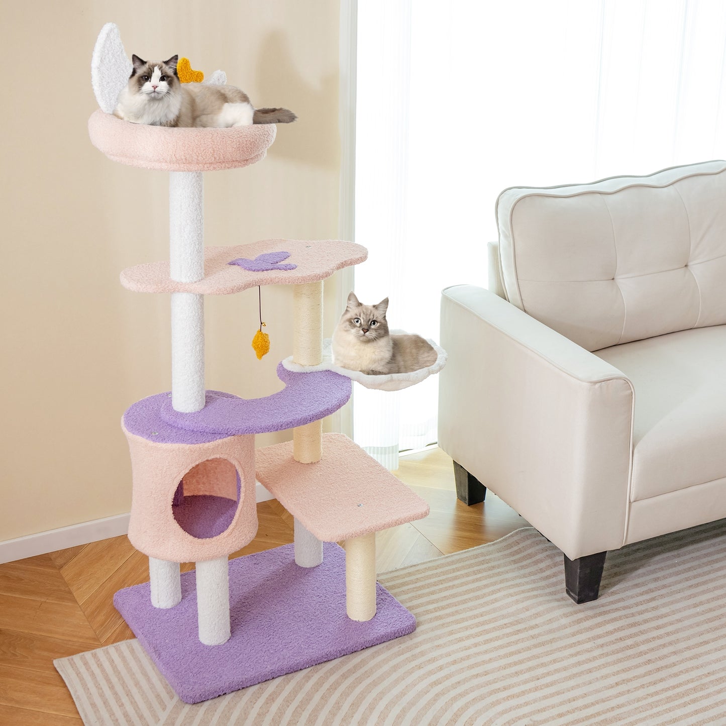Multi-level Cat Tower with Sisal Covered Scratching Posts -S (Scratch and Dent)