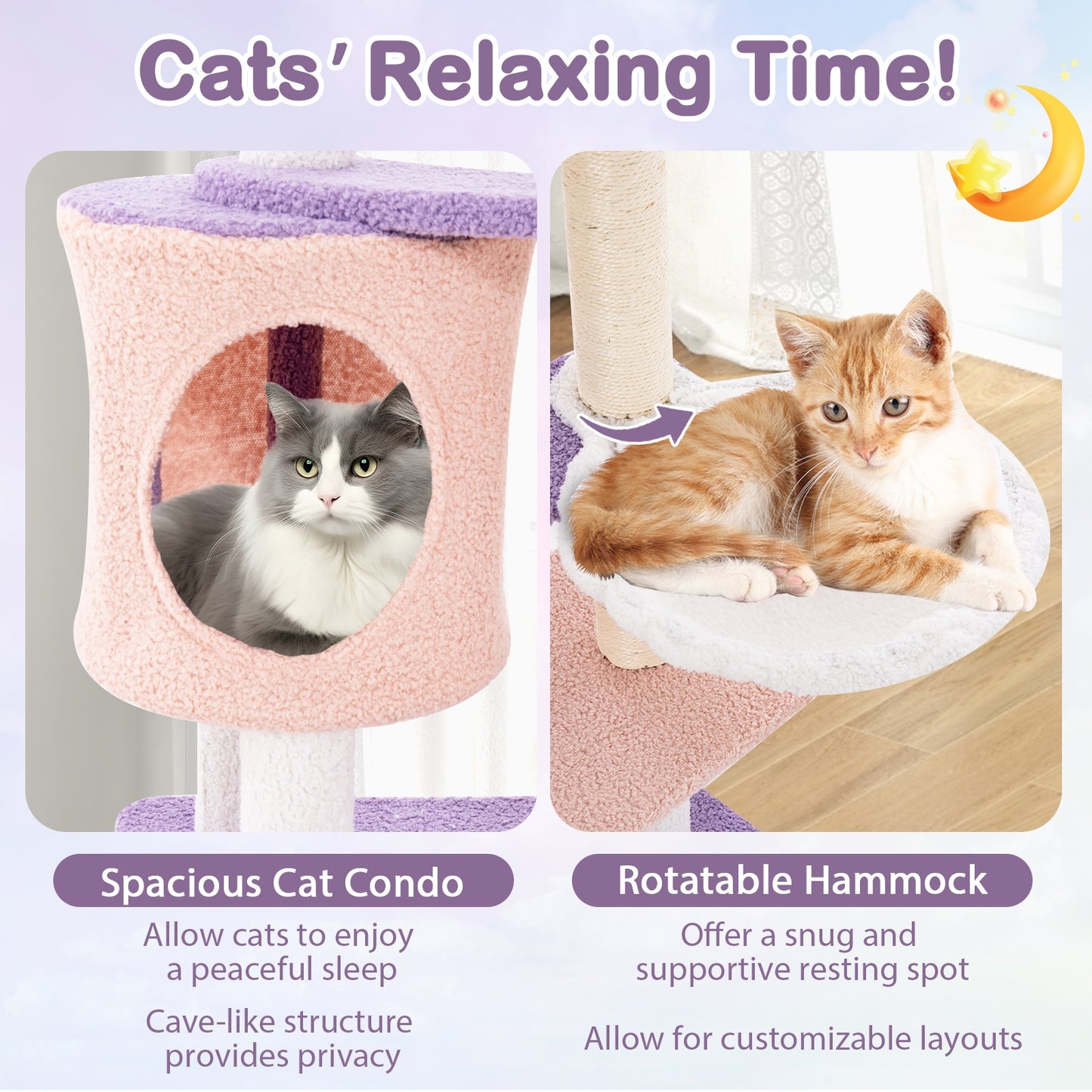 Multi-level Cat Tower with Sisal Covered Scratching Posts -S (Scratch and Dent)