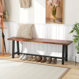 60 Inch Dining Bench 3 Person Entryway Shoe Bench with Metal Frame