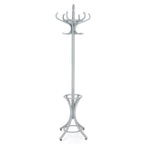 Wood Standing Hat Coat Rack with Umbrella Stand-Gray