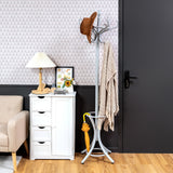 Wood Standing Hat Coat Rack with Umbrella Stand-Gray