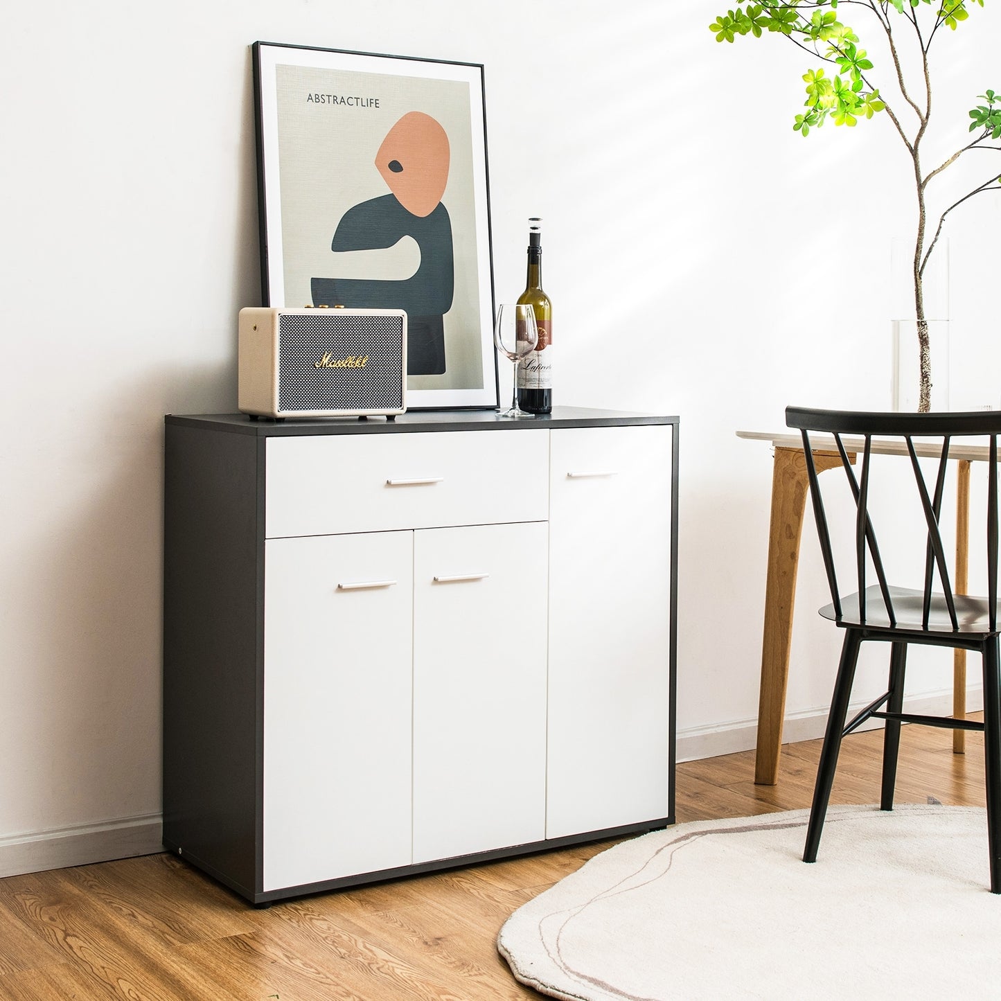 Buffet Sideboard Storage Cabinet with Spacious TableTop (Fully Assembled)