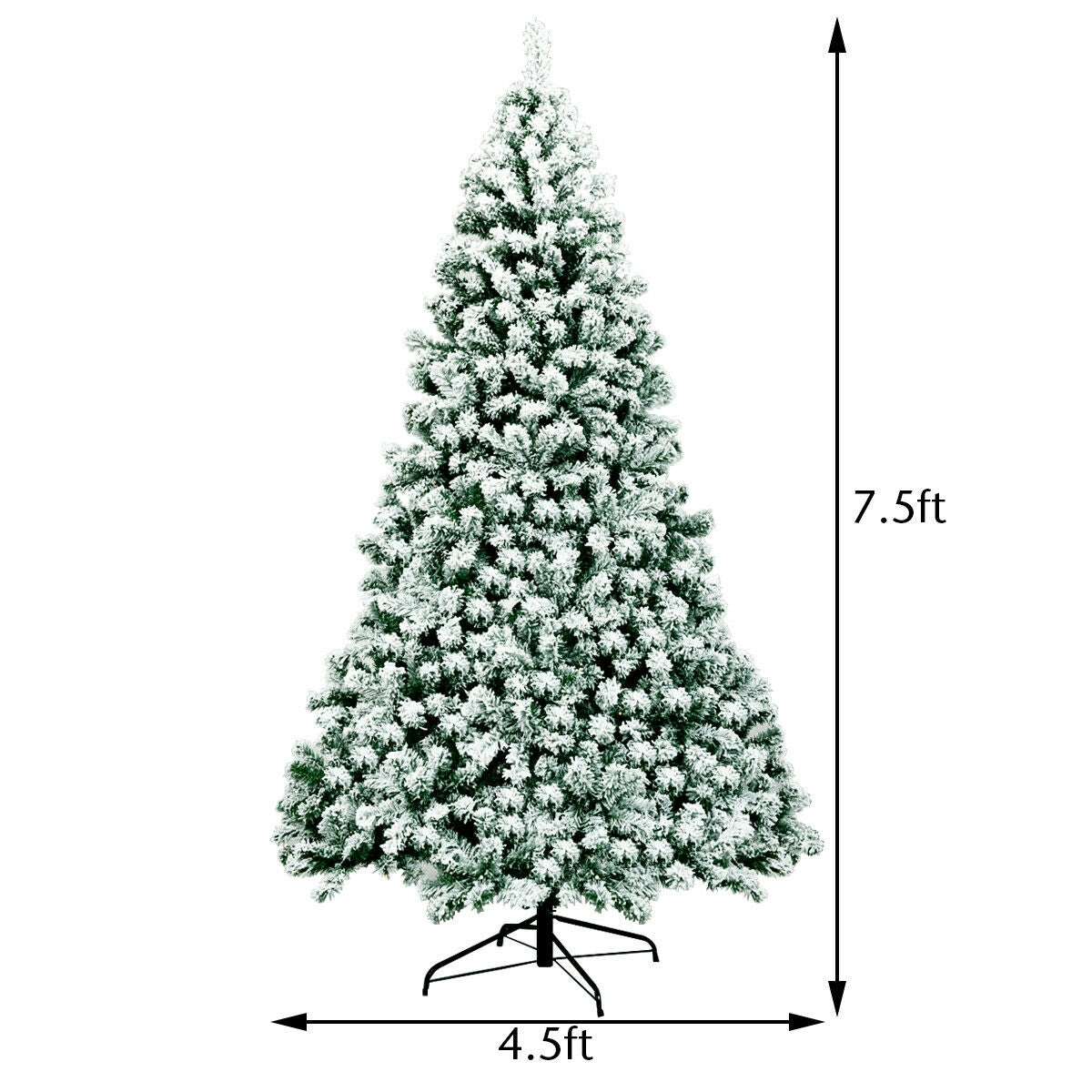 7.5 Feet Pre-Lit Premium Snow Flocked Christmas Tree with 550 Lights