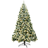 7.5 Feet Pre-Lit Premium Snow Flocked Christmas Tree with 550 Lights