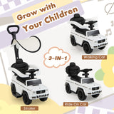 3-In-1 Ride on Push Car Mercedes Benz G350 Stroller Sliding Car with Canopy-White (Unassembled)