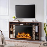 34 Inch Electric Fireplace Recessed with Adjustable Flames