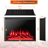 34 Inch Electric Fireplace Recessed with Adjustable Flames