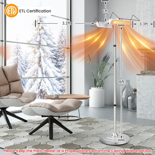 Indoor/Outdoor 1500W Standing Electric Heater with Double-sided Heating
