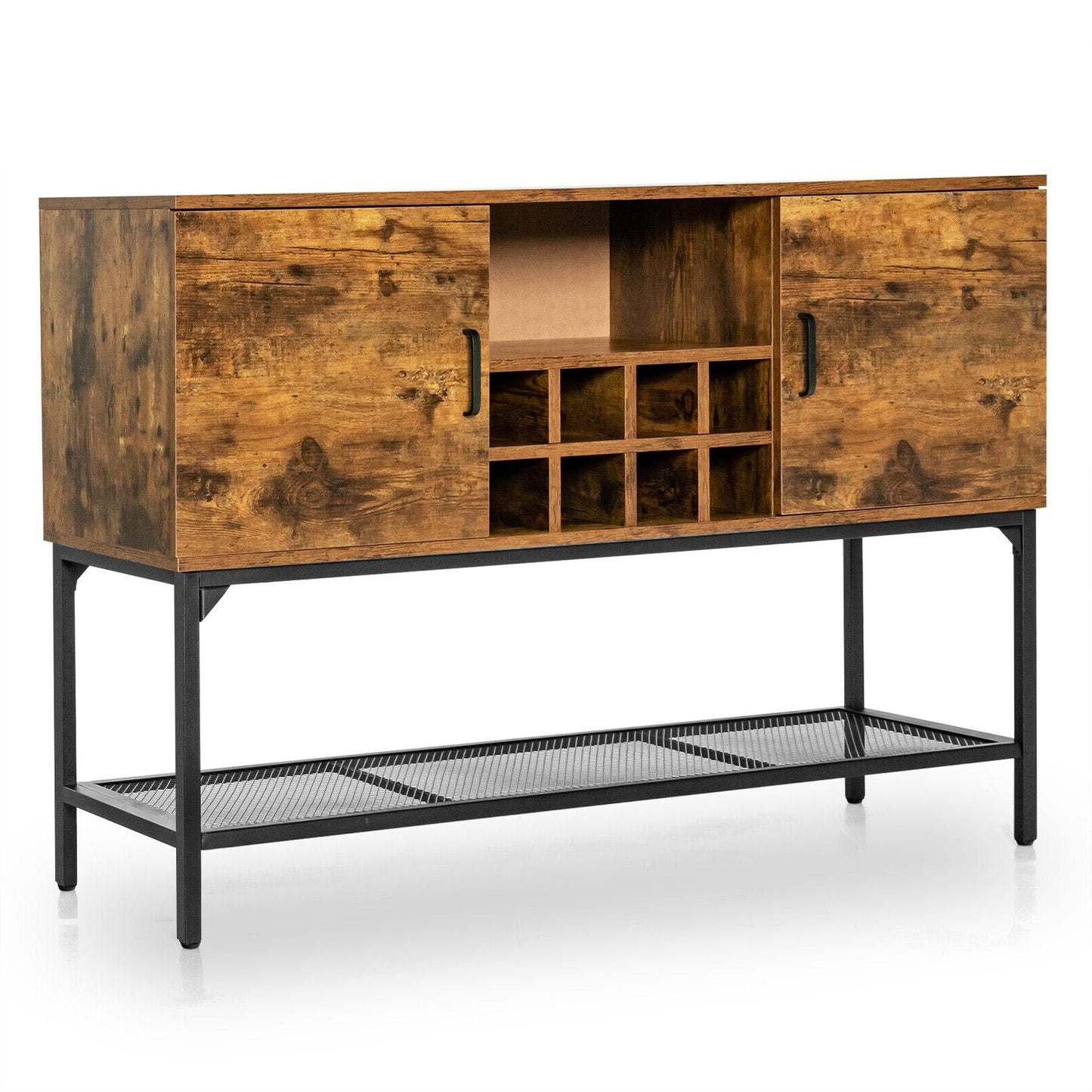 Industrial Kitchen Buffet Sideboard with Wine Rack and 2 Doors-Rustic Brown (Fully Assembled)