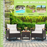 NO TAX, PLUS MAJOR MARKDOWN - 3 Pieces Patio Rattan Furniture Set,  White cushions, FULLY ASSEMBLED