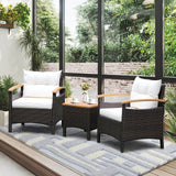 NO TAX, PLUS MAJOR MARKDOWN - 3 Pieces Patio Rattan Furniture Set,  White cushions, FULLY ASSEMBLED