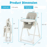 *SPECIAL *Folding High Chair with Height Adjustment and 360° Rotating Wheels-Gray