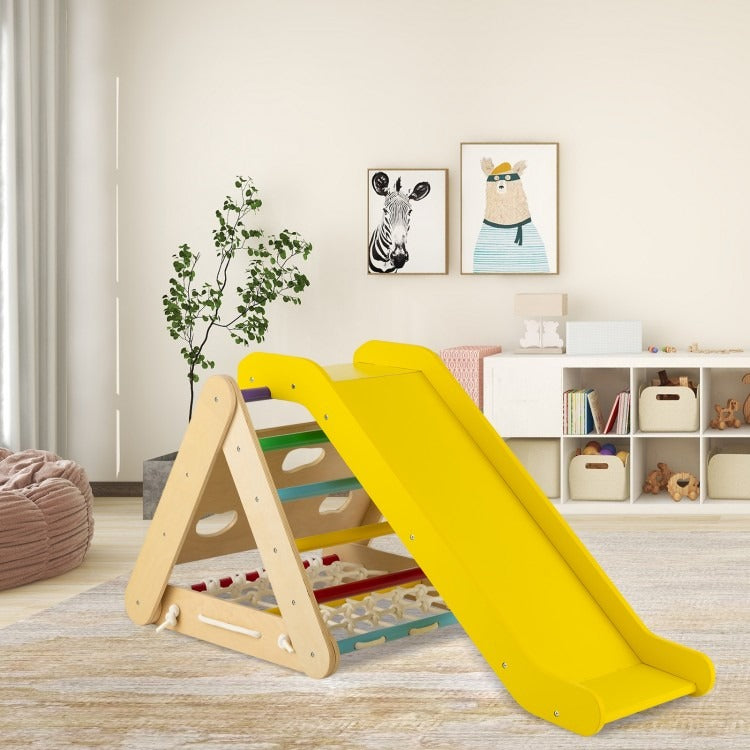 4 in 1 Triangle Climber Toy with Sliding Board and Climbing Net *ASSEMBLED*